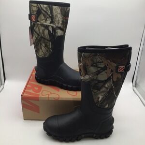 HISEA Mens Camo Hunting Boots Waterproof Insulated Rubber Neoprene Size 8 NEW